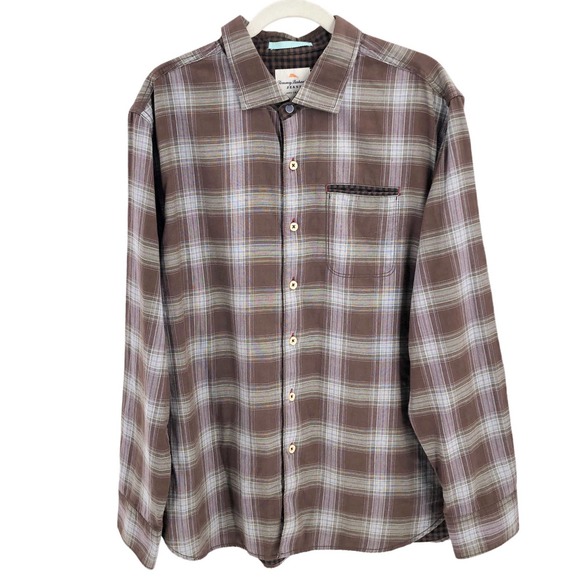 Tommy Bahama Mens Size XL Modern Fit Long Sleeve Shirt Contrast Plaid Button-Up - Picture 1 of 8